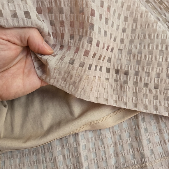 Anne Klein Organza Check Belted Dress - Latte Beige sz 10 - Picture 3 of 10